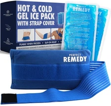 Gel Ice Packs 2Pc Flexible Hot Cold Compres w/Strap Cover Soft Relief Injury Aid