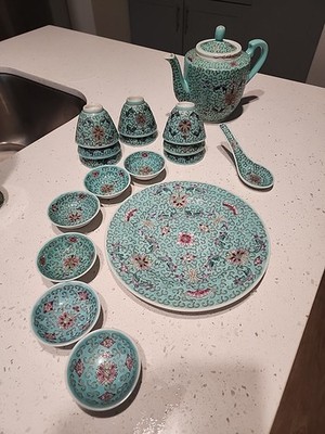turquoise tea set