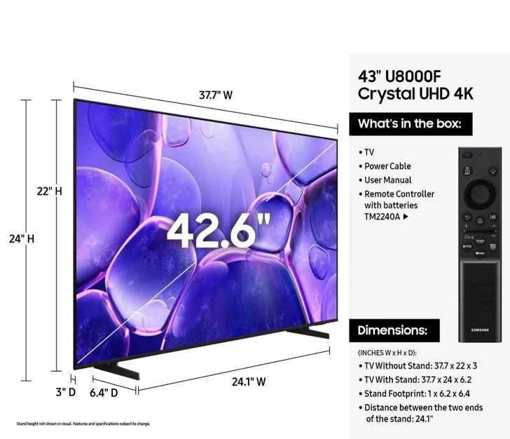 Samsung 43 inch Crystal UHD U8000F 4K Smart TV (2025) - Image 2 of 4