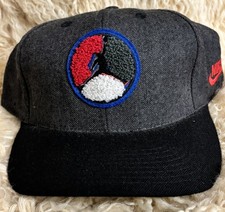 Vintage 90s Nike Jordan 8 Wool Herringbone Jumpman Chenille Patch Strapback Hat