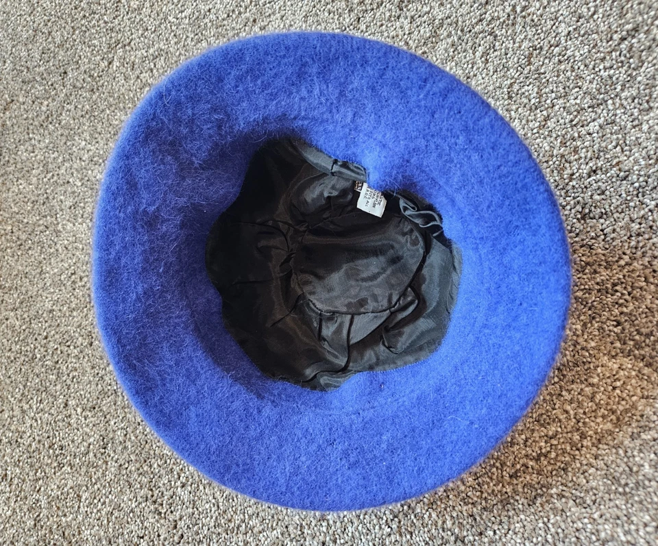  Sombrero para mujer estilo cubo azul mezcla de lana con ala. Talla única Foto 3 de 4