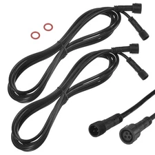 2-Pack Waterproof Extension Cable, 3 Pin 2Meter 22AWG for Spotlights [Black]