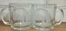 Lynns China Pines Glass Mug with Gold Rim set of 2 Made in USA