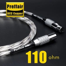 Preffair BNC75 110Ohm Coaxial Cable OCC Silver Plated for Pro Audio Video Signal