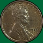 1917 Lincoln Wheat Cent Uncirculated UNC Coin, Spot on Reverse #42485
