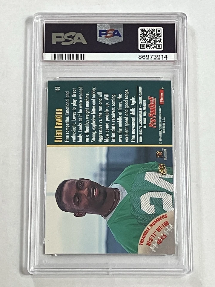 1996 Fleer Brian Dawkins #150 PSA 10 Gem Mint Rookie Eagles Legend HOF  - Image 2 of 2