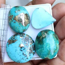 136.80 Ct 26 Mm Natural Round Cabochon Kingman Blue Turquoise Loose Gemstone