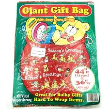 Vintage Christmas Giant Vinyl Gift Bag Present Sack 44  x 36  Red Santa Reindeer