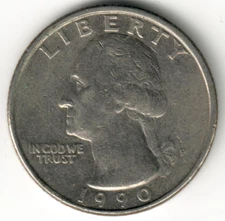 USA - 1990P - Heraldic Eagle Washington ¼ $ - #1442