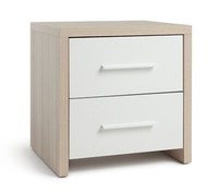 Broadway 2 Drw Bedside Table - White & Oak | Nightstand with Storage