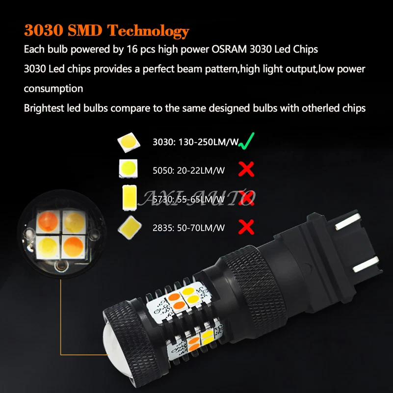 3157 Ámbar Blanco Switchback Giro LED Luz Señal Bombilla Para Ford Super F-350 Duty Foto 2 de 4