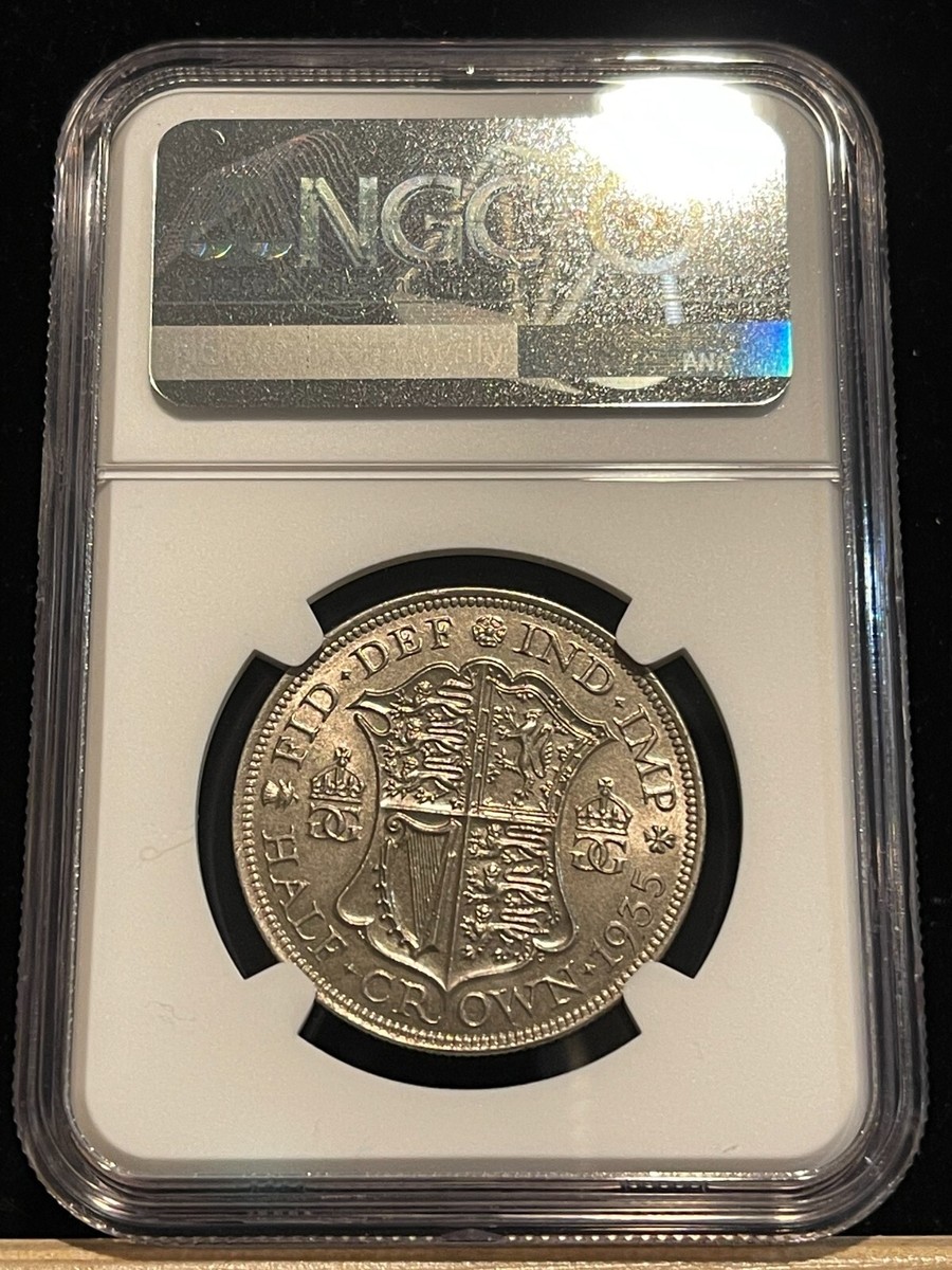 GREAT BRITAIN Half Crown 1935, NGC MS 62 UNC Uncirculated, KGV. B3