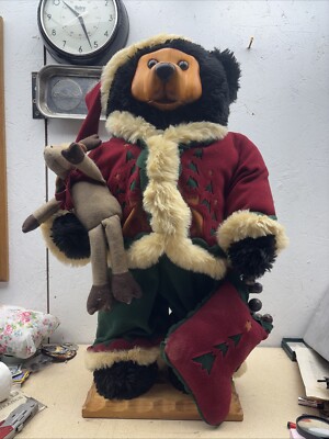 Dan Dee 31 Zoll groß Weihnachten Sammler Auswahl Holz Gesicht Teddybär Grandeur Noel