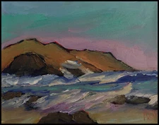 PACIFIC OCEAN HUES Original Expression Seascape Oil Painting 8x10 071222 KEN