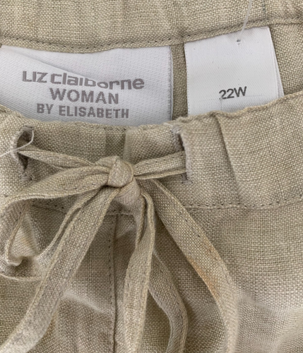 Elizabeth by Liz Claiborne Pants & Top Set 22/24W Beige Linen Button Front - 第 8/8 張圖片