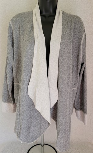 Jockey Womens Cardigan Shirt Top Blouse Size XXL 2XL 2X Large Gray White