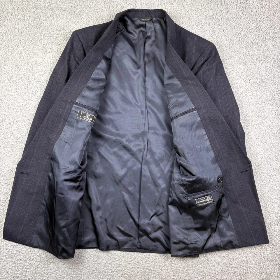 Blazer De Colección Givenchy Para Hombres 40R Gris Hecho en Unión Doble Pecho Lana a Rayas LEER Foto 4 de 4