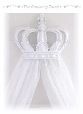  Girls / Boys Nursery Crib White Bed Crown Canopy with Sheers/Sweet Table Party 