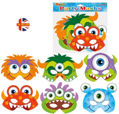 MONSTER DRESS UP KARTENMASKEN - KINDER KOSTÜM PARTY TÜTENFÜLLER GESICHTSMASKE