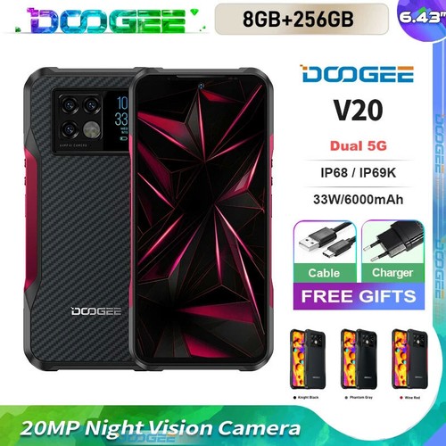 6.43" DOOGEE V20 5G Rugged Phone 6000mAh 33W Fast Charging 8GB+256GB IP68/IP69K - Picture 1 of 23