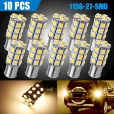 10x Warm White 1156 1141 27-SMD RV Camper Trailer LED Interior Light Bulbs 12V