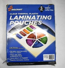 100 PACK Skilcraft Thermal Laminating Pouches 5 mil Letter 8.5" x 11" Clear