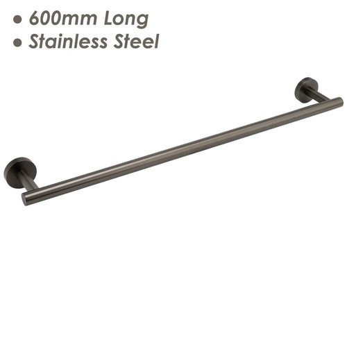 Gun Metal Towel Rail Rack Toilet Paper Holder Robe Hook Round Stainless Steel - Picture 20 of 28