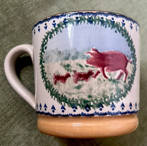 Excellent Nicholas Mosse Mug w/ Bucolic Country Landscape w/ Pig Piglets Sow Hog