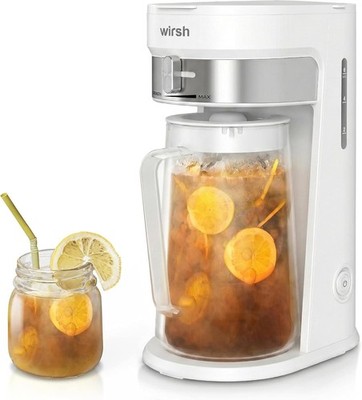 wirsh Iced Tea Maker 3QT Pitcher Coffee Reusable Filter White