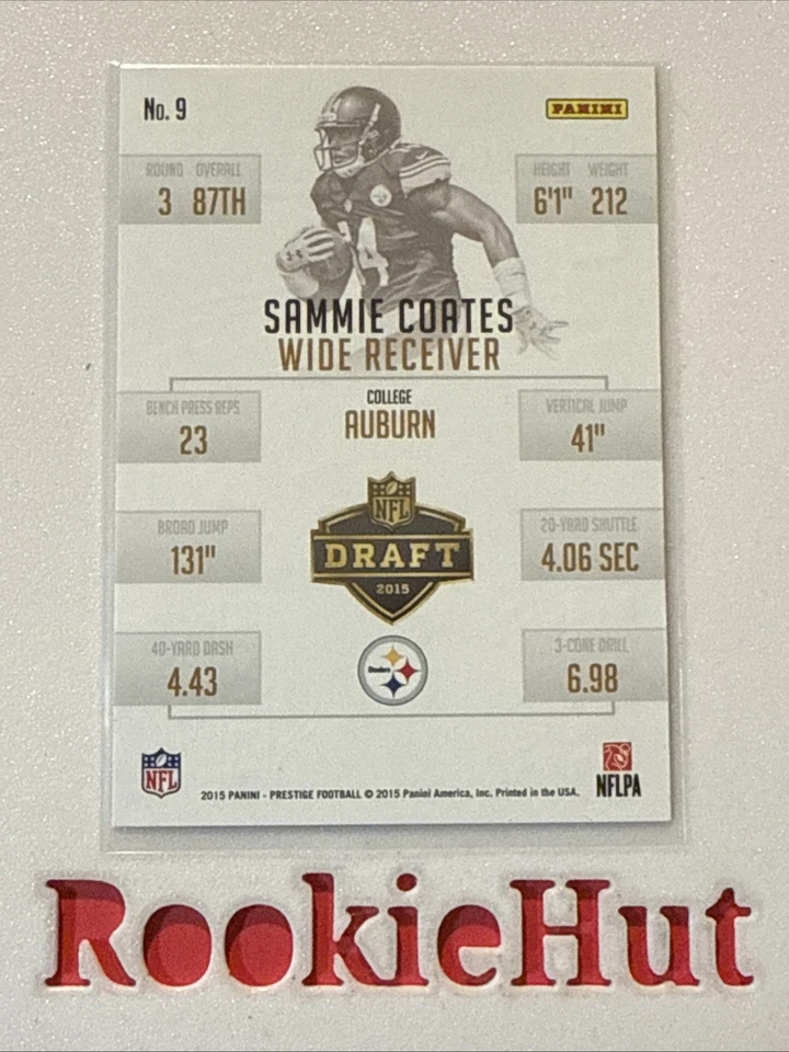 2015 Prestige Draft Picks #9 Sammie Coates Steelers - Image 2 of 2