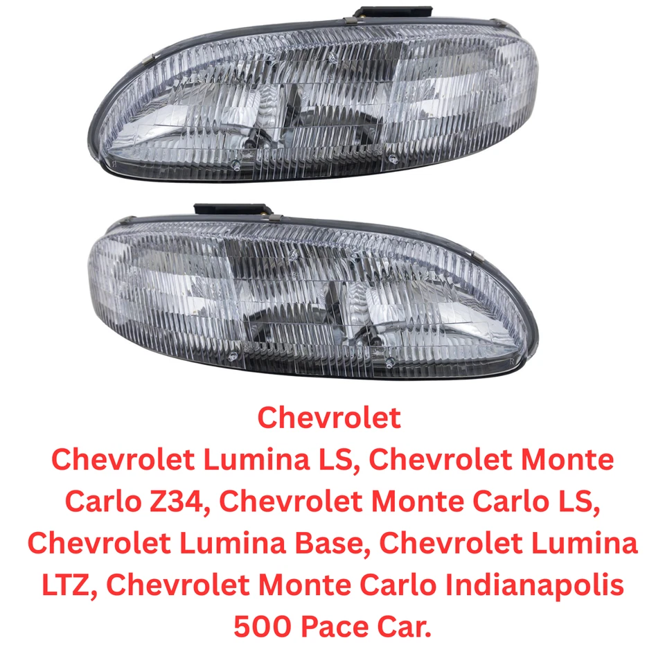 Chevrolet Lumina / Monte Carlo 1995–2001 Front Headlight Set, RH & LH | Halogen - Image 2 of 4