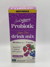 Enzymedica SubCulture Berry Blast Probiotic Powder Daily Drink Supports Gut H...