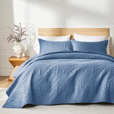 Full Queen Quilt Bedding Set for All Seasons,Lightweight Bluish Grey Bedsprea...