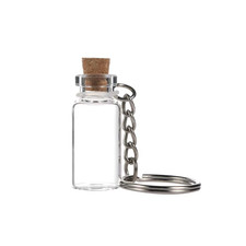 Glass Wishing Bottle Keychain W/ Cork