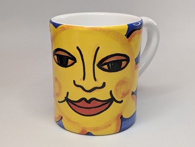Starbucks Ciao Italya Bellini Celestial Sun Face Coffee Mug, Hand Made In Italy 
