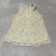 NWT American Eagle Outfitters Lace Tank Top Sleeveless Ivory Criss Cross Back S