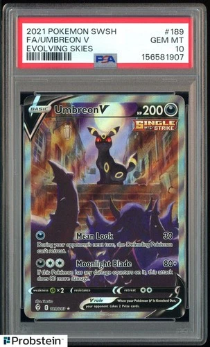 2021 Pokemon SWSH Evolving Skies #189 Umbreon V FA PSA 10 GEM MINT