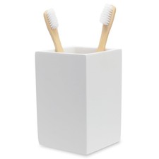 Matte White Toothbrush and Toothpaste Holder for Bathroom Vanity and Countert...