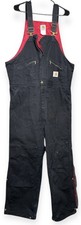 VTG Carhartt Canvas Bib Overalls Duty Black Quilted Lined Mens Size 42x30
