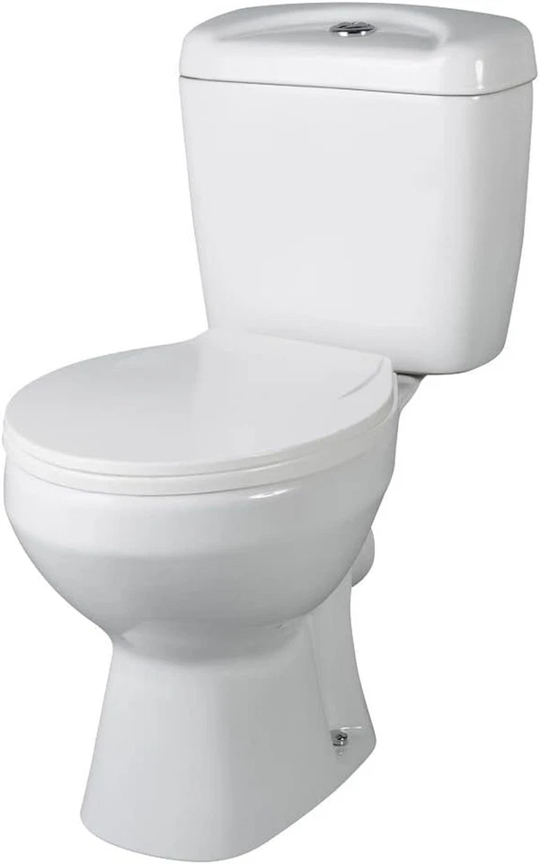 White Close Coupled Toilet Pan & Cistern with Soft Close Seat Modern Bathroom WC - Image 2 of 2
