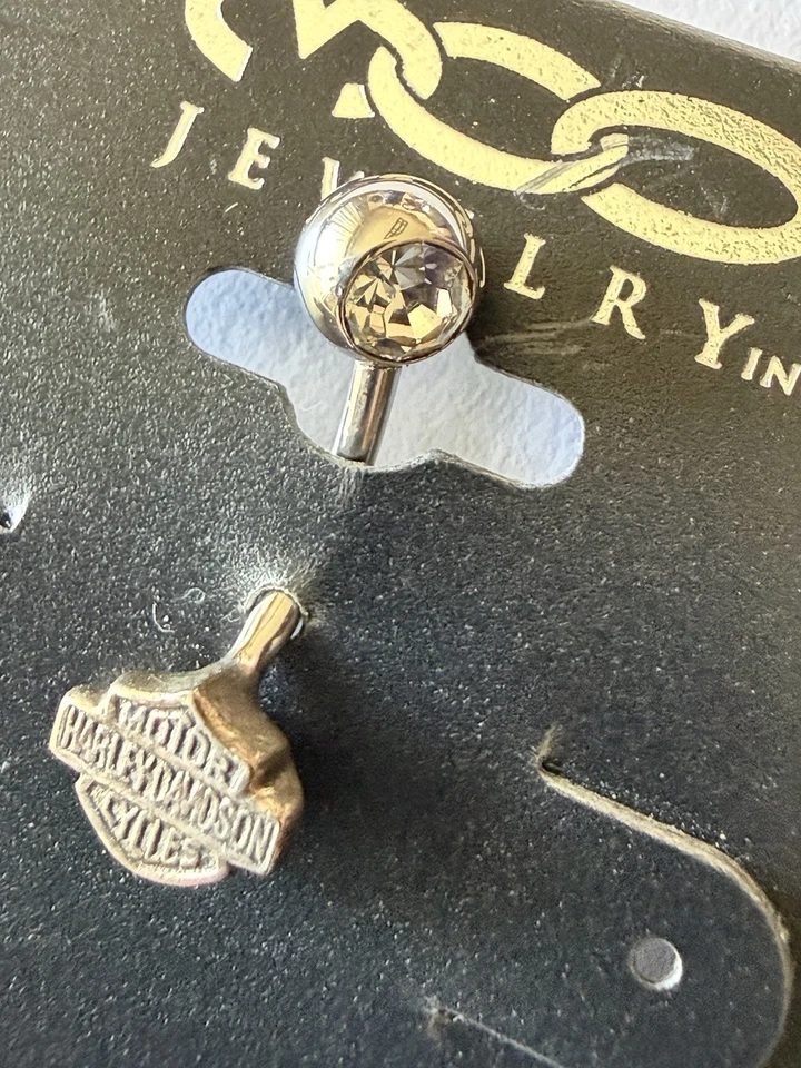 Harley-Davidson Mujer Blanco Circonita Barra y Escudo Vientre Joya Foto 2 de 2