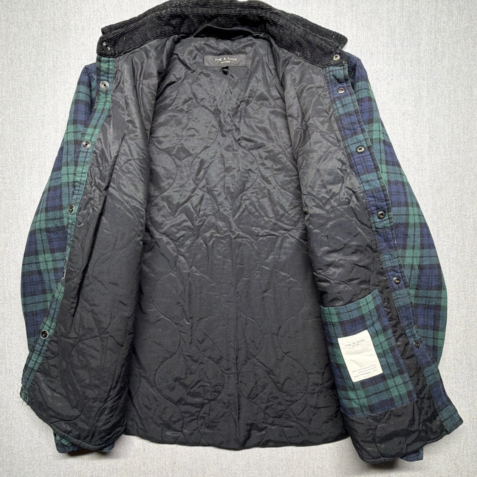 Rag & Bone Shacket Black Watch Plaid Insulated Medium Flannel Corduroy Collar - product detail image 3