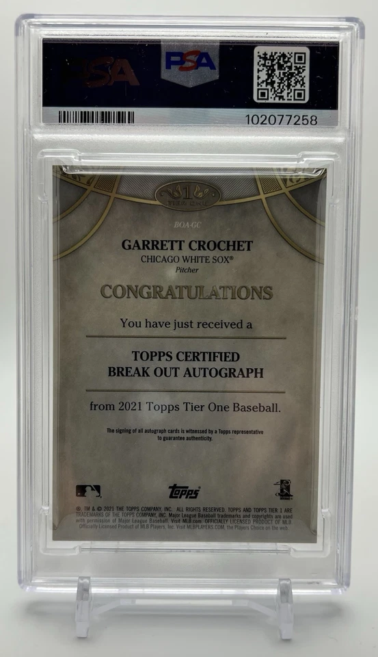 2021 Topps Tier 1 - Gold #BOA-GC Garrett Crochet #/25 (AU,RC) 🔥POP 1🔥 BOSTON - Image 3 of 4