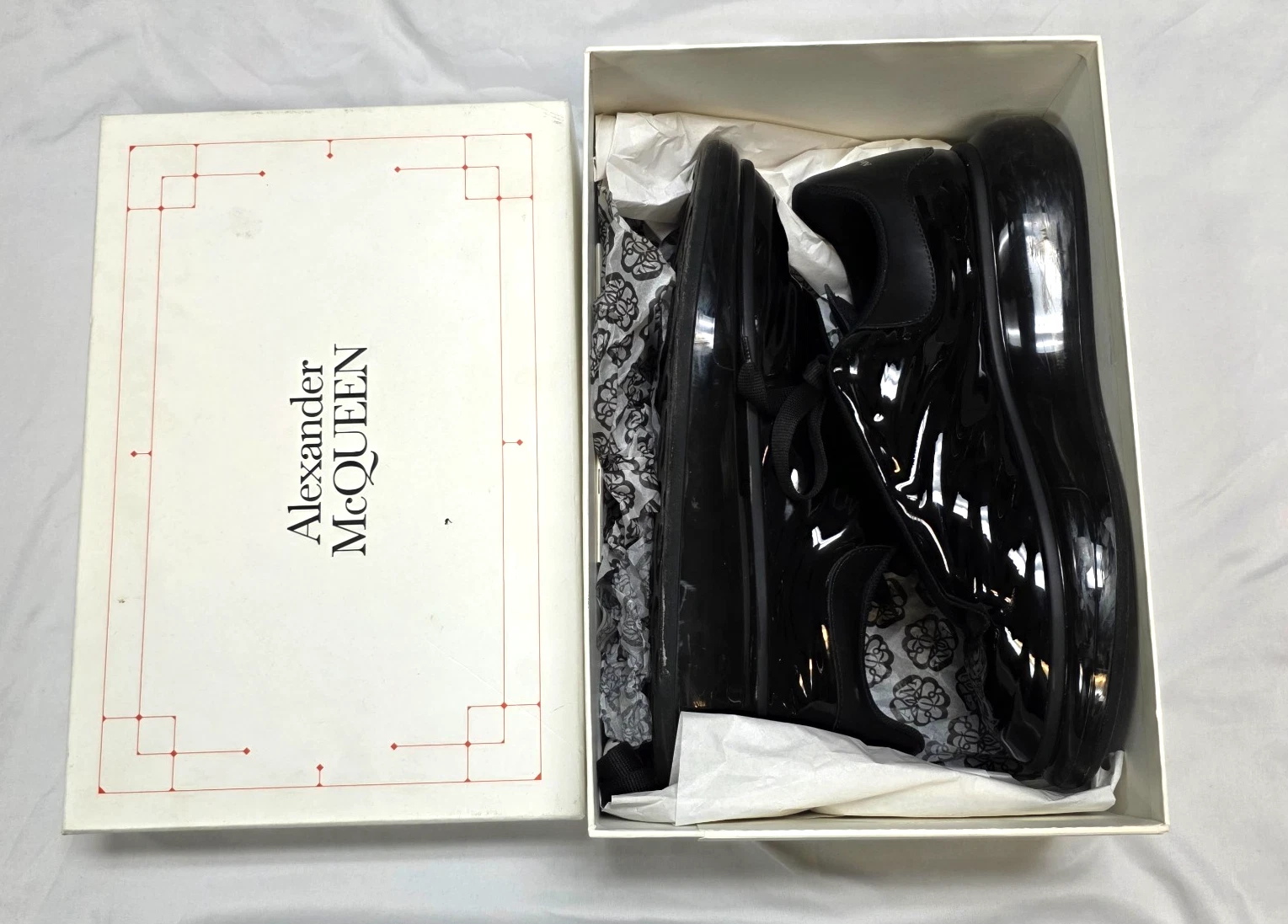 Alexander McQueen — ALEXANDER MCQUEEN Patent Leather Rubber Oversized Sneakers 13 E US 46 EU Black