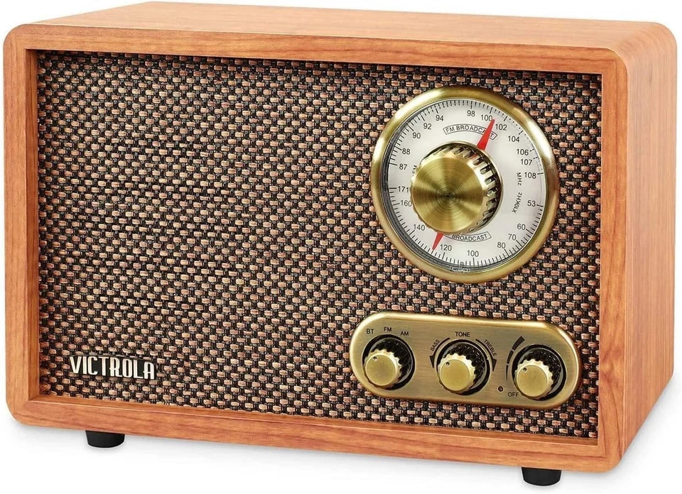 Retro Wood Bluetooth Radio, AM/FM Tuning, Bass Control - Image 3 of 4