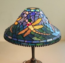 Dale Tiffany Inc. Dragonfly Design Stained Glass Lamp Shade 16” Wide 7-1/2" Tall