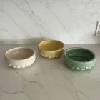 McCoy Ceramic Swirl Pattern Bowls Set White Yellow Green Three-Piece Pottery
