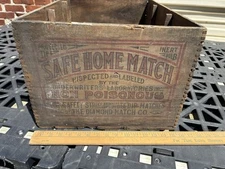 Vintage Safe Home Match Crate Advertising Sign Great For Decorating