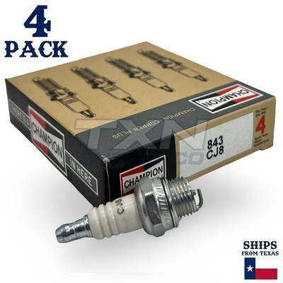 Box of 4 Four Champion CJ8, 843 Spark Plug Replaces NGK BM6A, 5921 Bosch...
