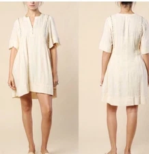 ISABEL MARANT Etoile Anabel Dress Womens 36 Small Ivory Boho Mini Ethic Studded